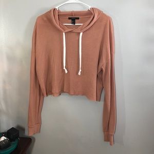FOREVER 21 SALMON LONG SLEEVE CROP TOP